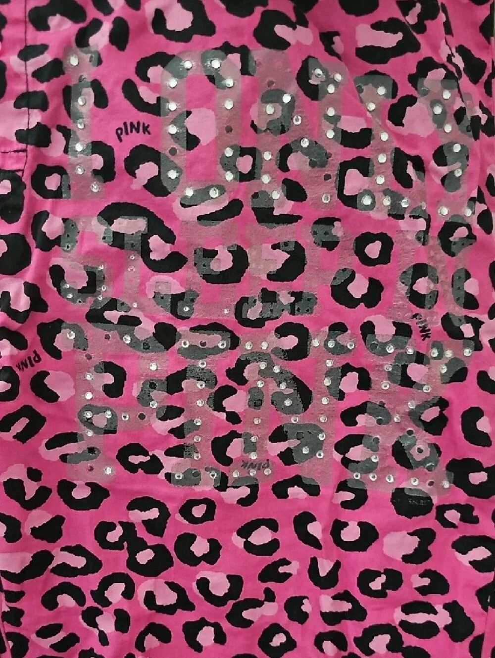 PINK Victoria's Secret Hot Pink & Black Leopard Print Pajama Pants - Picture 2 of 6